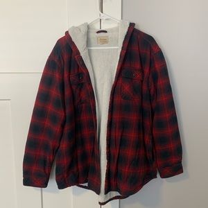 Plaid fleece lined jacket